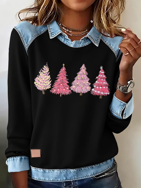 

Women Christmas Shawl Collar Vintage Spring/Fall Long Sleeve Sweatshirt, Black, Sweatshirts & Hoodies