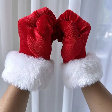 

Women's Christmas Gloves With Faux Fur Trim Elastic Party Warm Decoration, Red, Gloves
