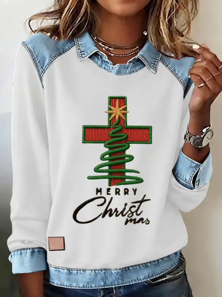 

Casual Shawl Collar Christmas Sweatshirt, White, Hoodies & Sweatshirts