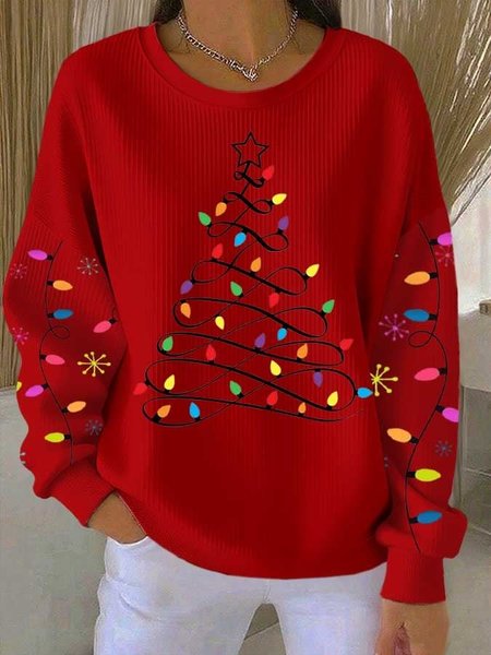 

Casual Crew Neck Christmas Sweatshirt, Red, Hoodies & Sweatshirts