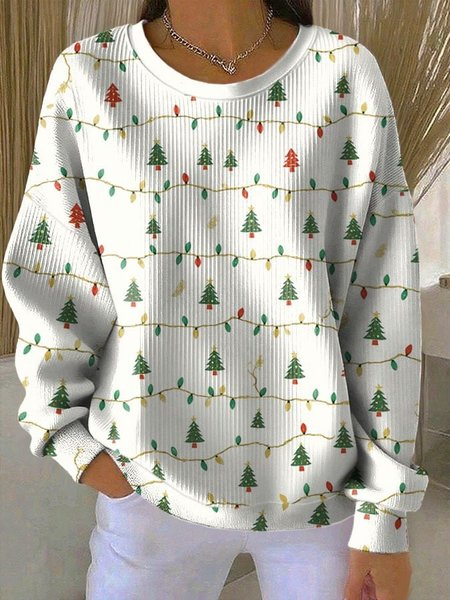 

Casual Crew Neck Christmas Sweatshirt, White, Hoodies & Sweatshirts