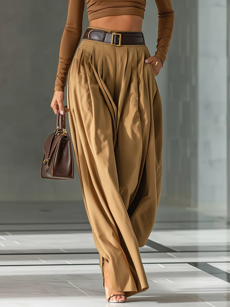 

Urban Plain Turnip Pants No Belt, Brown, Pants