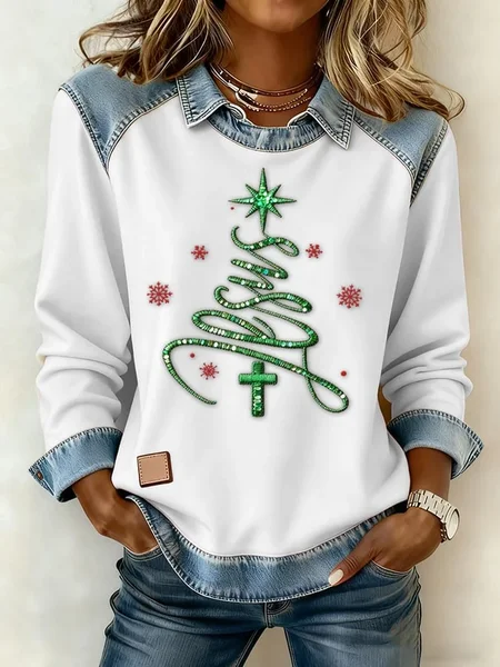 

Vintage Shawl Collar Christmas Sweatshirt, White, Hoodies & Sweatshirts