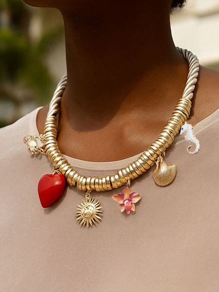 

Lightweight metal charm rope necklace with alloy drip pendant, As picture, Necklaces