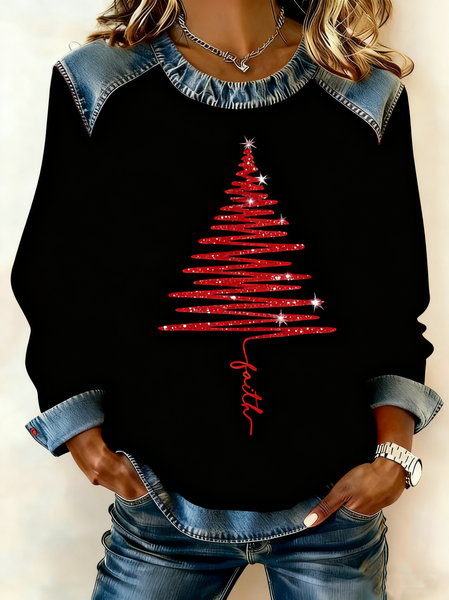 

Casual Crew Neck Snowflake Sweatshirt, Black, Hoodies & Sweatshirts