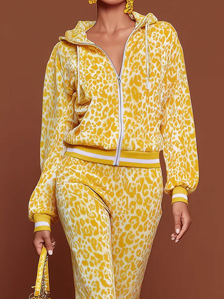 Casual Leopard Hoodie Jacket