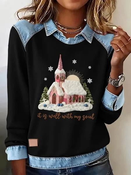 

Vintage Shawl Collar Christmas Sweatshirt, Black, Hoodies & Sweatshirts