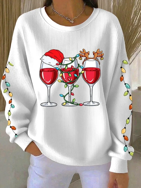 

Women Christmas Crew Neck Printing Casual Spring/Fall Long Sleeve Sweatshirt, White, Sweatshirts & Hoodies