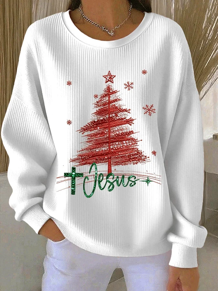 

Women Christmas Crew Neck Printing Casual Spring/Fall Long Sleeve Sweatshirt, White, Sweatshirts & Hoodies