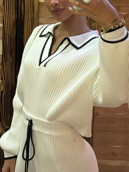 

Casual Color Block Shawl Collar Sweater, Black-white, Pullovers