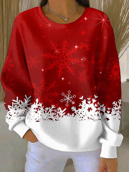

Women Christmas Crew Neck Printing Casual Spring/Fall Long Sleeve Sweatshirt, Red, Sweatshirts & Hoodies