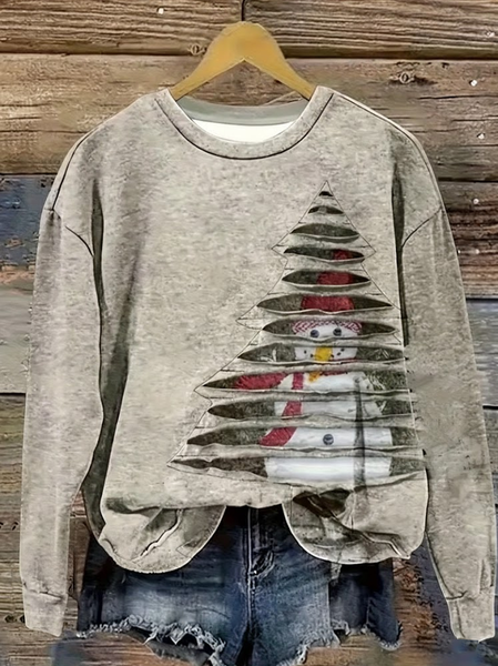 

Women Christmas Snowman Crew Neck Printing Casual Spring/Fall Long Sleeve Sweatshirt, Gray, Sweatshirts & Hoodies
