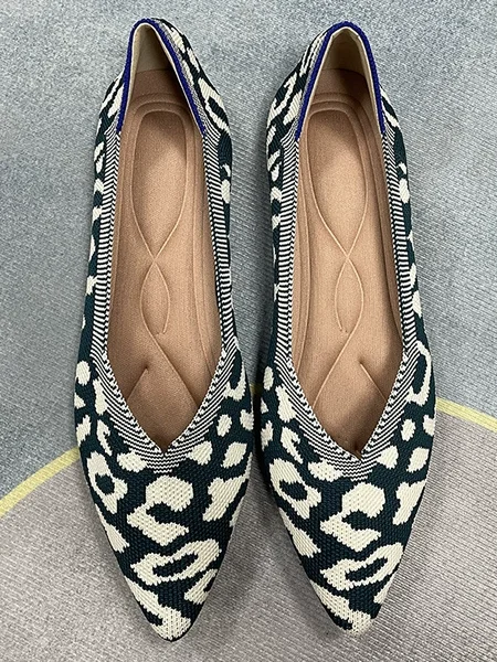 

Mesh Fabric Casual Shallow Shoes, Dark green, Flats