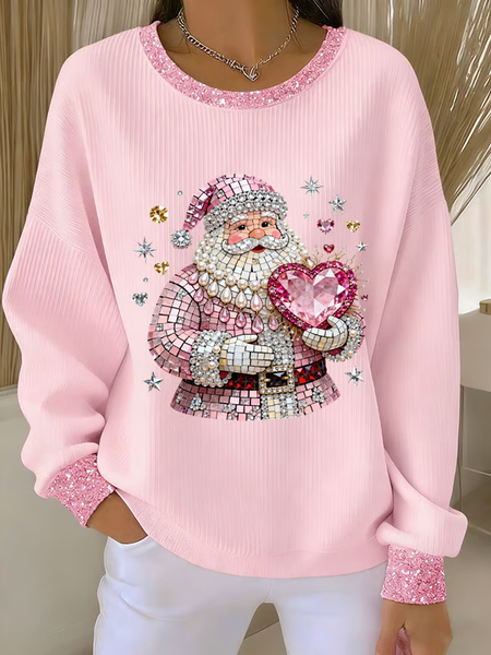 

Women Santa Claus Crew Neck Printing Casual Spring/Fall Long Sleeve Sweatshirt, Pink, Sweatshirts & Hoodies