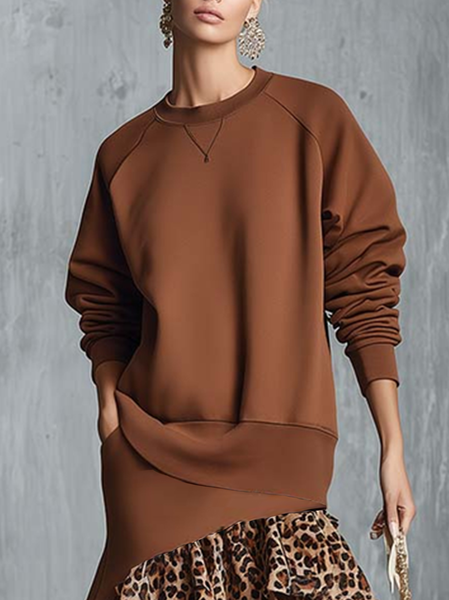 

Urban Plain Crew Neck Sweatshirt, Brown, Hoodies and Sweatshirts