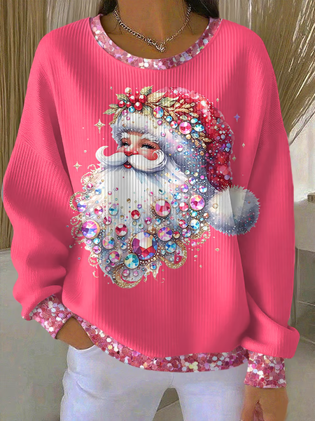 

Women Santa Claus Crew Neck Printing Casual Spring/Fall Long Sleeve Sweatshirt, Pink, Sweatshirts & Hoodies
