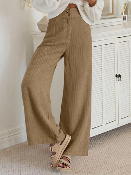 

Women Plain Long Elastic Waist Pants Casual Spring/Fall Trousers, Khaki, Pants