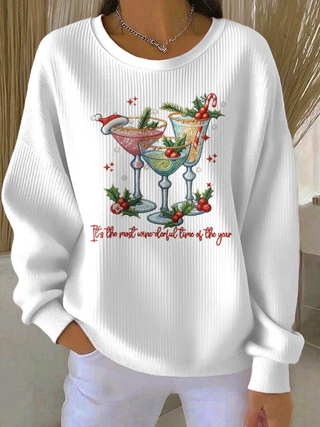 

Casual Crew Neck Christmas Sweatshirt Printing, White, Hoodies & Sweatshirts