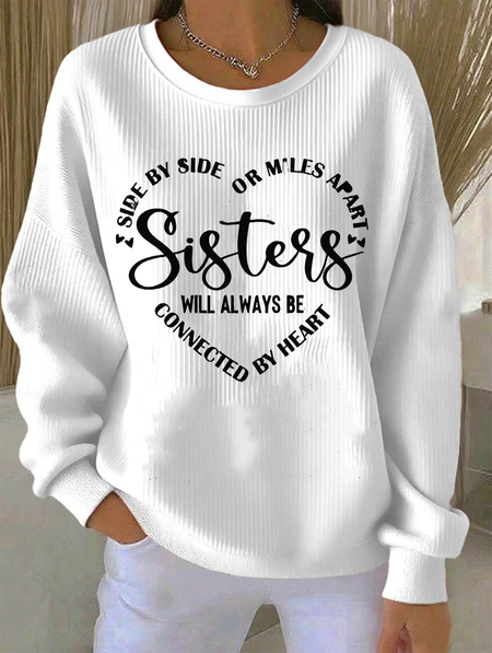 

Vintage Crew Neck Letter Pattern Sweatshirt, White, Hoodies & Sweatshirts
