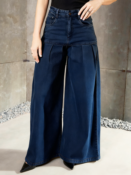 

Denim Loose Plain Urban Jeans, Denim blue, Jeans