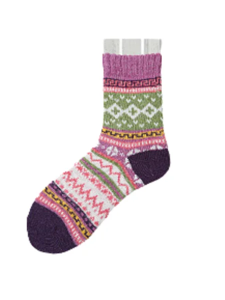 

Chunky Knit Thick Warm Mid-calf Socks With Ethnic Retro Geometric Pattern, Purple, Socks & Tights