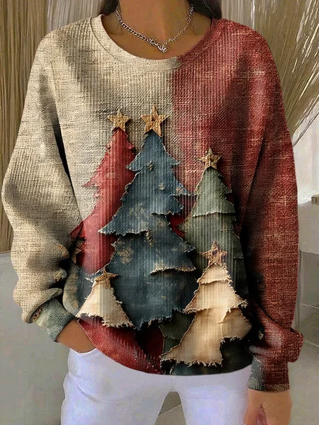 

Women Christmas Crew Neck Printing Casual Spring/Fall Long Sleeve Sweatshirt, As picture, Sweatshirts & Hoodies