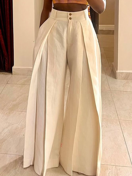 

Urban Plain Wide Leg Pants, Off white, Pants