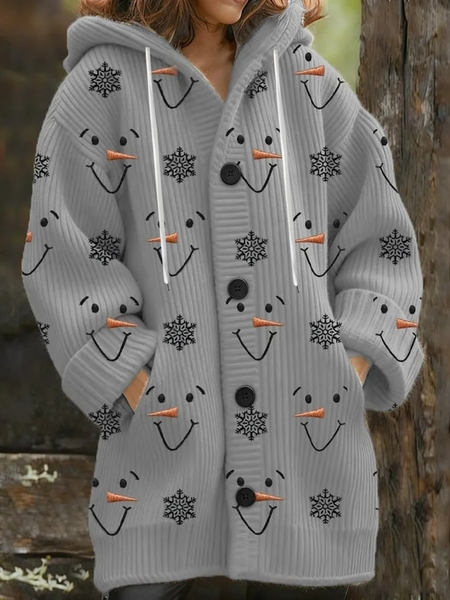 

Women Wool/Knitting Christmas Long Sleeve Comfy Vintage Cardigan, Gray, Coats