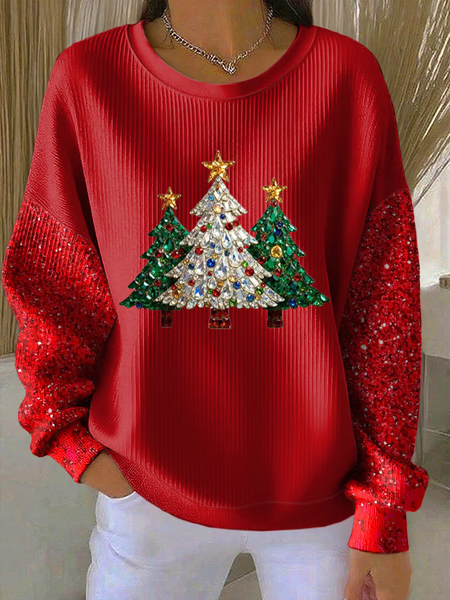 

Women Christmas Crew Neck Printing Casual Spring/Fall Long Sleeve Sweatshirt, Red, Sweatshirts & Hoodies