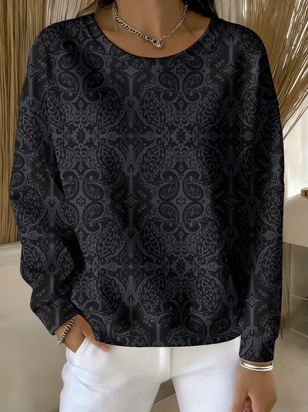 

Casual Crew Neck Abstract Sweatshirt Printing, Black, Hoodies & Sweatshirts