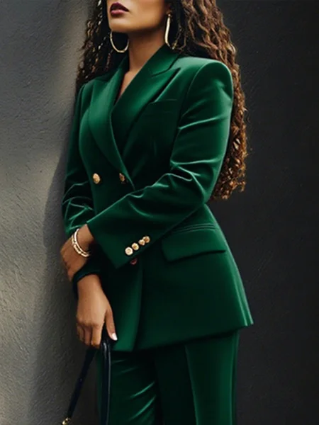 Urban Buttoned Velvet Lapel Collar Blazer