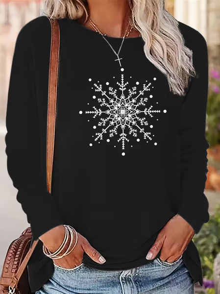 

Women Christmas Long Sleeve Tee T-shirt Crew Neck Casual Spring/Fall Tunic Top, Black, T-Shirts
