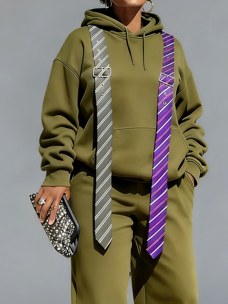 

Casual Striped Loosen Hoodie, Green, Hoodies and Sweatshirts