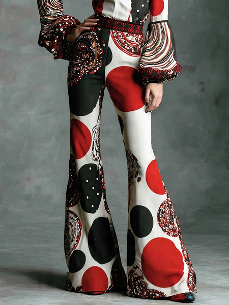 Urban Geometric Printing Flare Pants