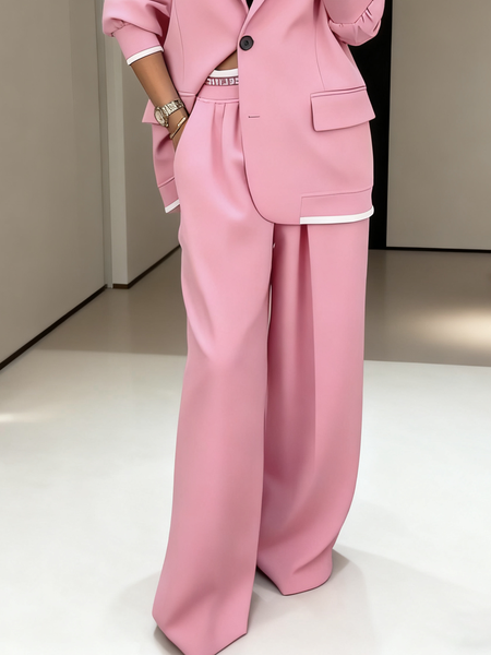 

Urban Color Block Straight Pants, Pink, Pants