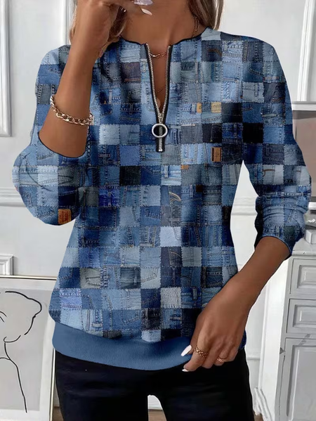 

Casual Crew Neck Abstract Sweatshirt Printing, Blue, Hoodies & Sweatshirts