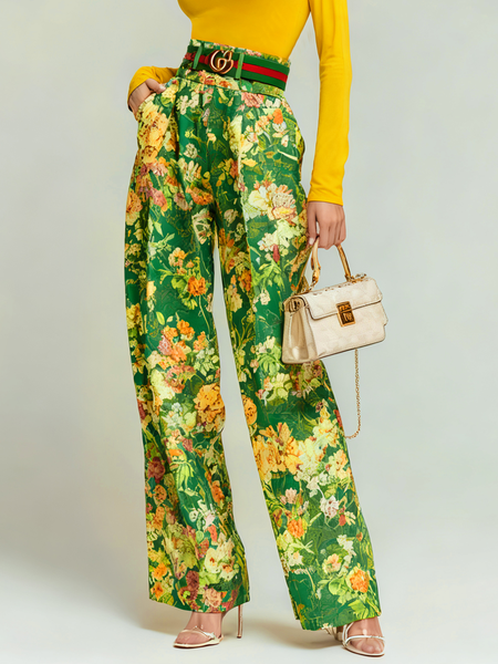 

Urban Floral Straight Pants No Belt, Yellow, Pants
