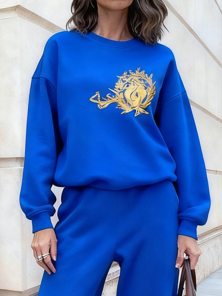 

Casual Plain Crew Neck Raglan Sleeves Hoodie, Blue, Hoodies and Sweatshirts