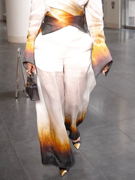 

Vacation Gradient Pattern Printing Wide Leg Pants, As picture, Pants