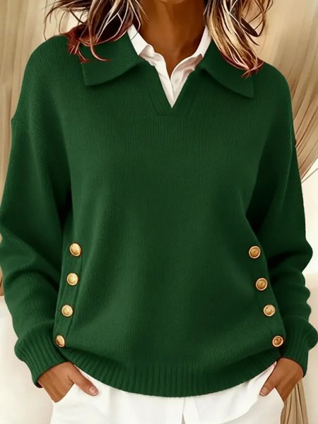 

Women Cotton Plain Long Sleeve Comfy Street Split Joint Sweater, Green, Hoodies & Sweatshirts