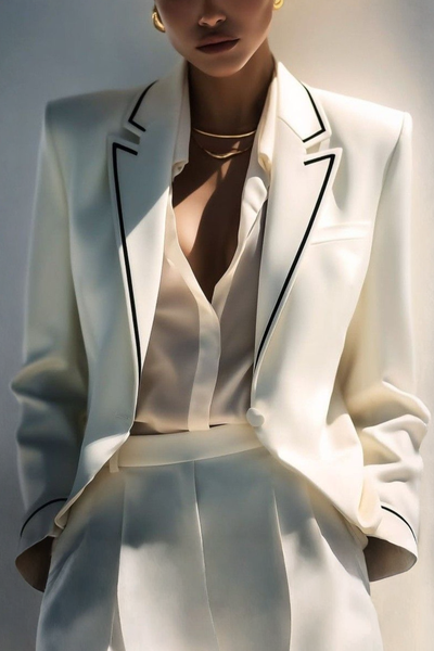 

Urban Buttoned Color Block Lapel Collar Blazer, White, Blazers