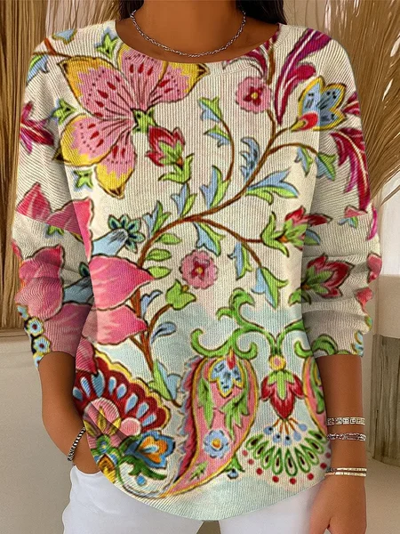 

Women Floral Long Sleeve Comfy Casual Printing Sweater, As picture, Hoodies & Sweatshirts