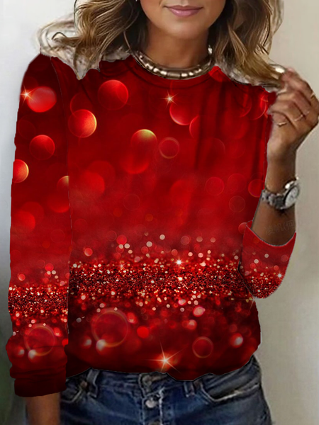 

Women Heart/Cordate Long Sleeve Tee T-shirt Crew Neck Printing Casual Spring/Fall Graphic Tee Top, Red, T-Shirts