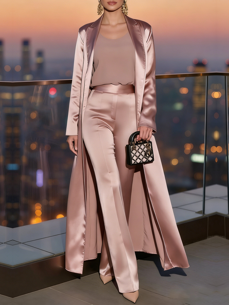 Urban Plain Lapel Collar Trench Coat