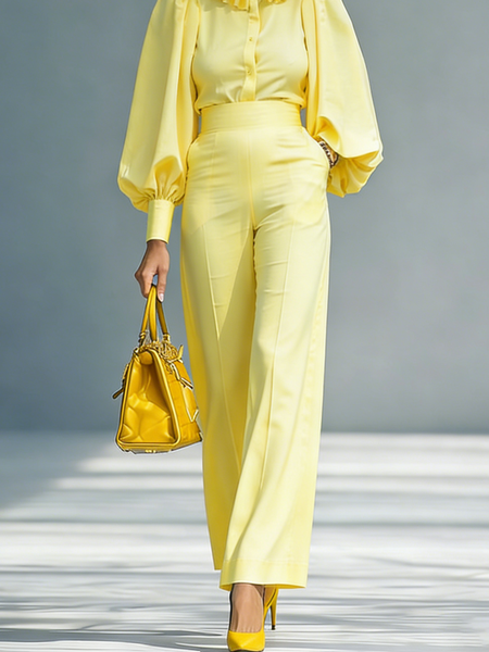 

Urban Plain Straight Pants, Yellow, Pants