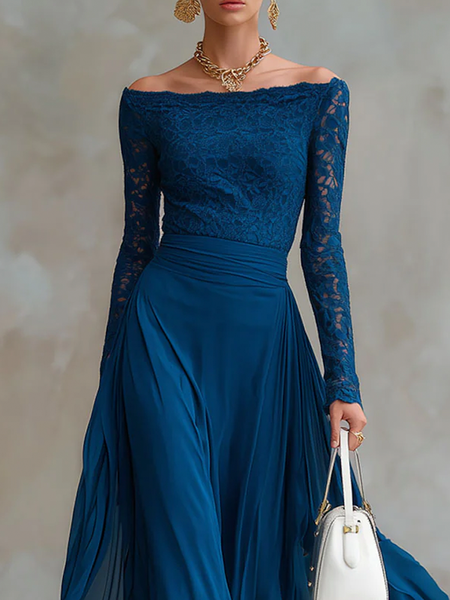 

Lace Elegant Cold Shoulder Blouse, Blue, Blouses and Shirts