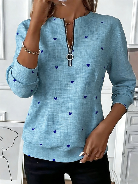 

Vintage Crew Neck Heart/Cordate Sweatshirt, Blue, Hoodies & Sweatshirts