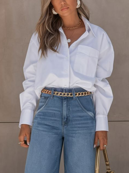 Cotton Casual Plain Pockets Shirt