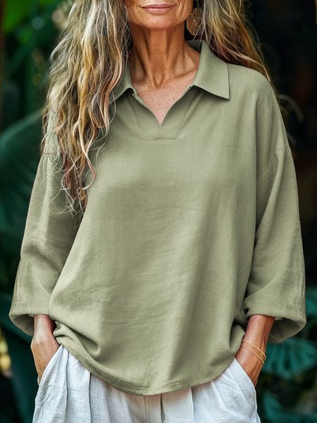 

Casual Plain Polo Collar Blouse, Aqua, Blouses & Shirts