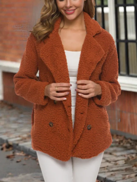 

Women Spring/Fall Outerwear Vintage Split Joint Plain Long Sleeve Stand Collar Jacket, Orange, Jackets